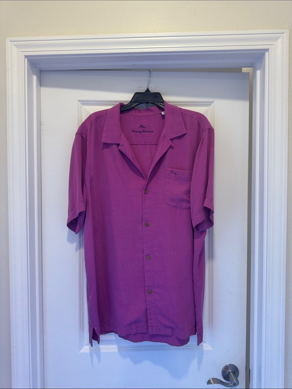 Tommy Bahama Short Sleeve Button-Down Shirt - Purple